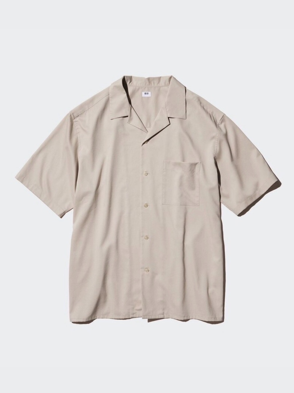 Uniqlo Men's Short Sleeve Open Collar Shirt in Beige Size M